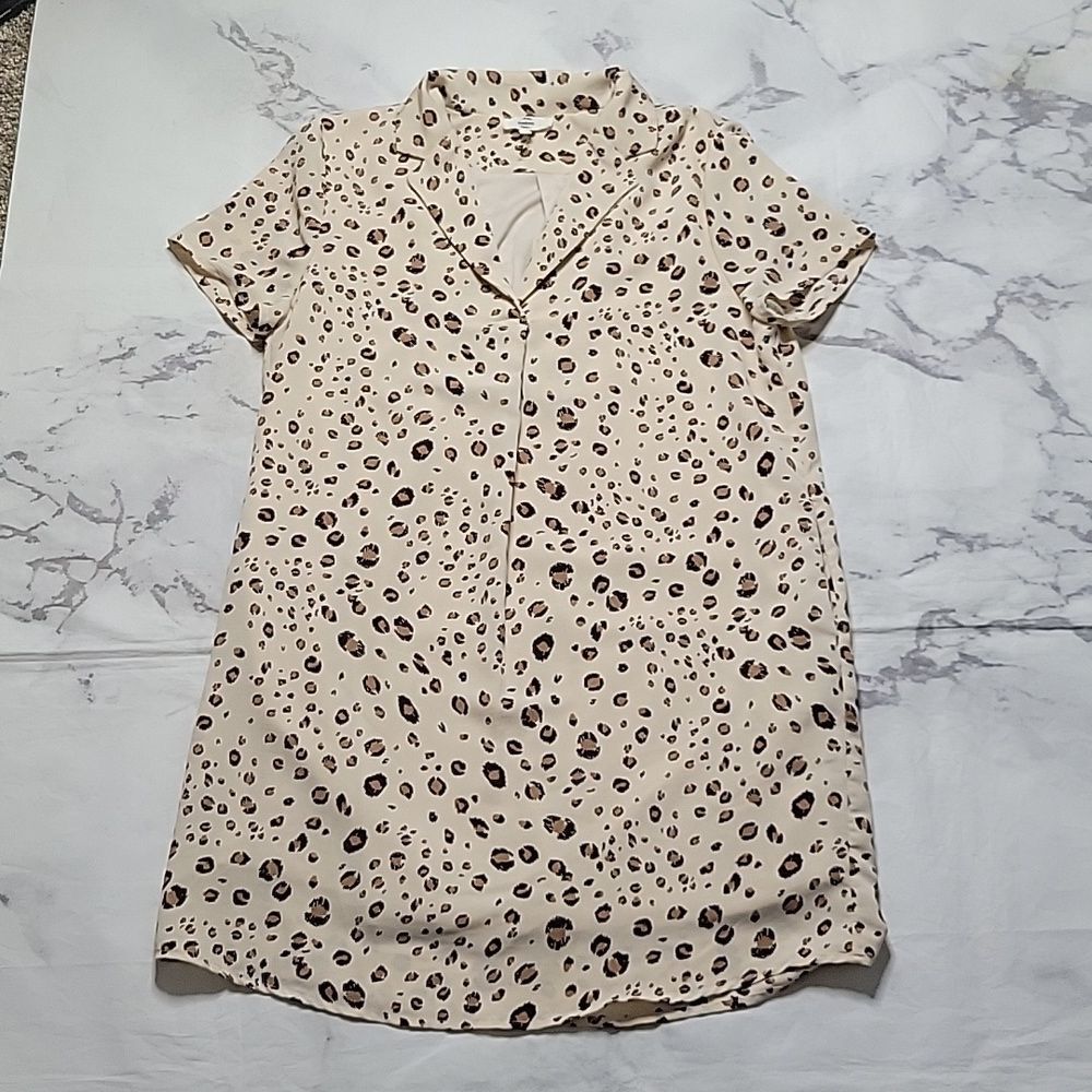Entro Cream Leopard Print Dress